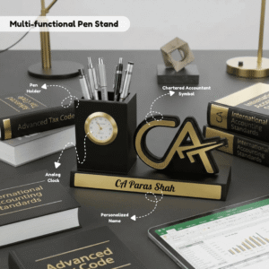 Personalized CA Symbol Pen Stand with Clock 3