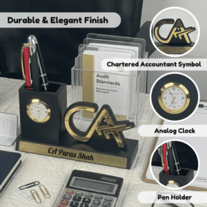 Personalized CA Symbol Pen Stand with Clock 4