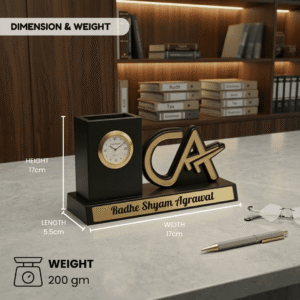 Personalized CA Symbol Pen Stand with Clock 5