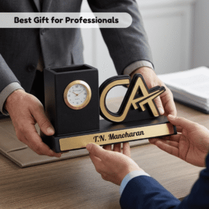Personalized CA Symbol Pen Stand with Clock 6