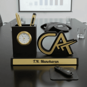 Customized CA Desk Organizer Gift with Clock