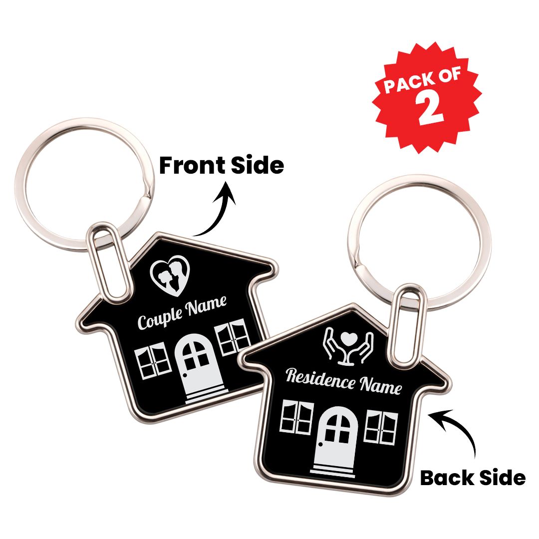 Personalized- Couple- Home -Keychain -Set -(G622HKS) (1) Real Estate Client Keychain Gift Set Bulk Corporate India