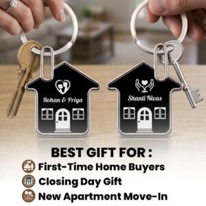Real Estate Client Keychain Gift Set Bulk Corporate India 2 Personalized Couple Home Keychain Set G622HKS 6