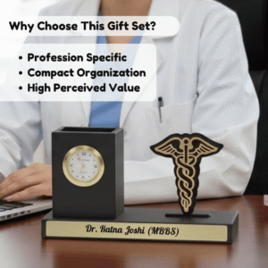 Personalized DR Symbol Pen Stand with Clock 3