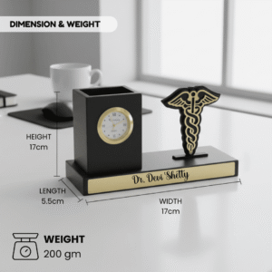 Personalized DR Symbol Pen Stand with Clock 5