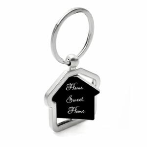 Personalized Home Sweet Home Rotating Metal Keychain Black