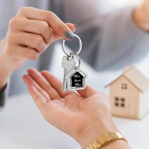 Personalized Home Sweet Home Rotating Metal Keychain Black 3