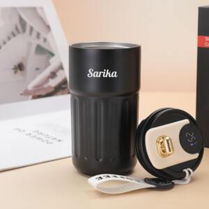Digital Tumbler Gift Combo with Personalized Office Kit 4 Personalized Smart Tumbler Gift Set with Diary Pen black 4