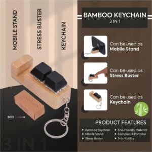 Promotional Bamboo Keychain with Phone Holder 32