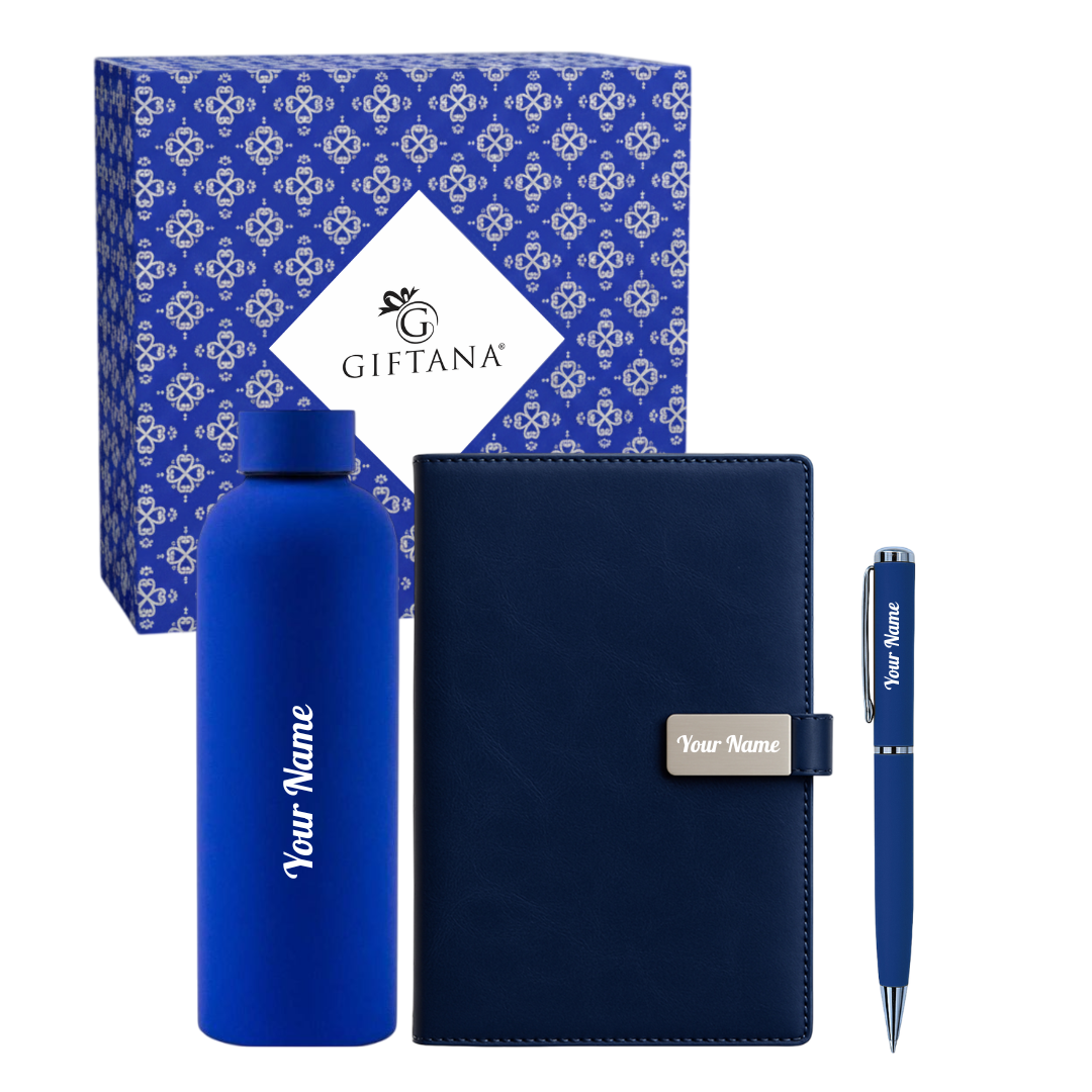 Rubber bottle gift set with diary and pen (3) Rubber bottle gift set with diary and pen. Ideal for corporate gifting, employee kits, and branded promotional giveaways.