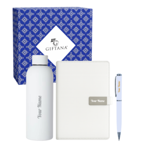 Personalized Corporate Gifting with Rubber bottle, diary and pen 2 Rubber bottle gift set with diary and pen