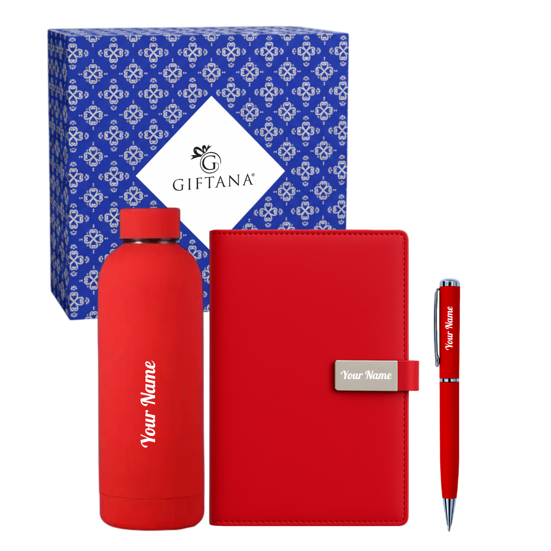 Rubber bottle gift set with diary and pen. (1) Rubber bottle gift set with diary and pen. 1