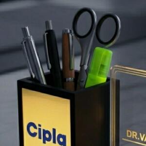 Wooden LED Pen Stand with Personalized Name Plate 1