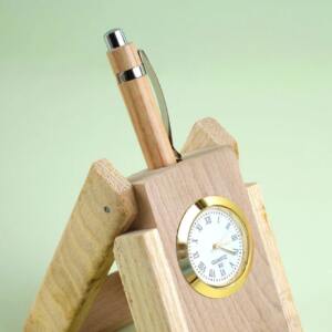 Wooden Pen Holder with Clock for Corporate Gifts 1