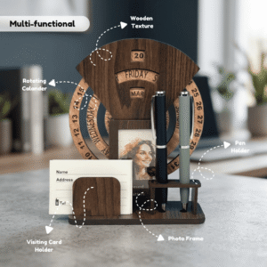 Lifetime Calendar with Photo Frame Desk Organizer