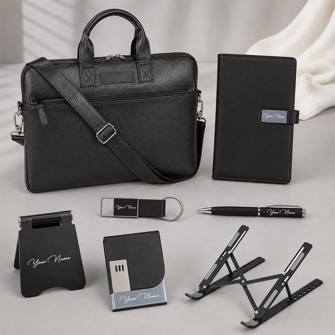 Black-Executive -7-in-1- Custom -Gift- Hampers -for- Work- & -Travel (2) Black Executive 7 in 1 Custom Gift Hampers for Work Travel 2