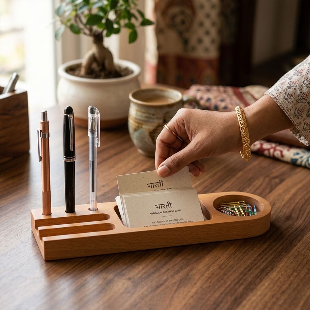 Custom Onboarding Kit Sustainable Desk Wellness Collection EcoSmart 6 in 1 Sustainable Bottle Planter Wooden Desk Gift Set 3
