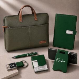Green Personalised 6 in 1 Executive Laptop Bag Gift Set 1