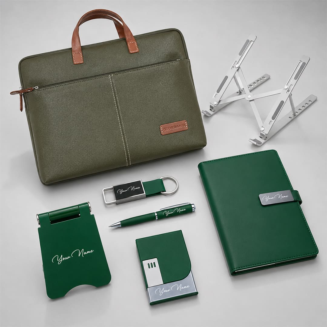 Green-Premium- 7-in-1 -Personalized- Executive -Gift- Hampers (1) Green Premium 7 in 1 Personalized Executive Gift Hampers 1