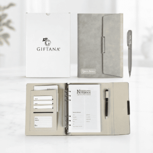 Professional Diary & Pen Gift Set for Corporate Gifting 2 Grey Custom 2 in 1 Name Journal Gift Set with Pen 1