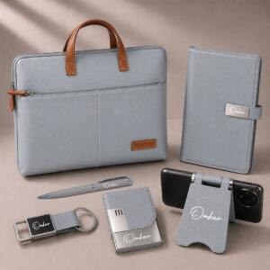 Grey Personalised 6 in 1 Executive Laptop Bag Gift Set 1