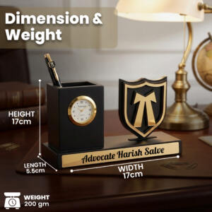 Personalized Advocate Office Desk Organizer Gift with Clock Pen 4