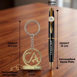 Premium Chartered Accountant Pen & Keychain Gift Set 2 Personalized CA Success Gift Set with Pen Keychain 8