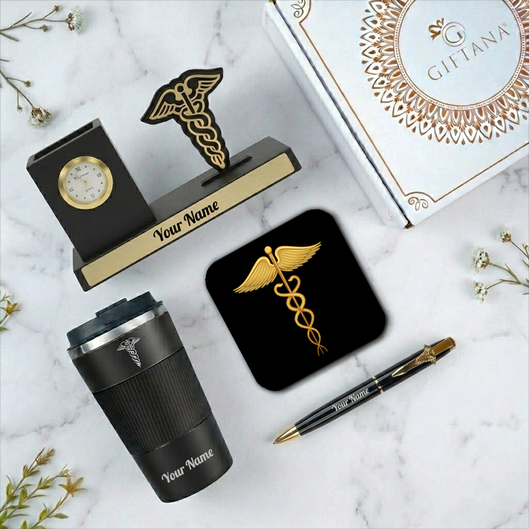 Personalized- Doctor- Appreciation- Gift -Set -with -Desk -Organiz (8) Executive Doctor Gift Set with Clock & Tumbler