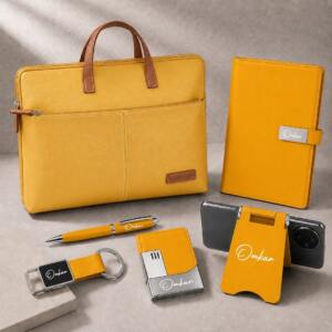 Yellow Personalised 6 in 1 Executive Laptop Bag Gift Set 1