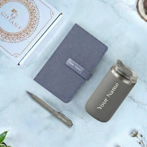 Custom 3-in-1 Mini Diary, Pen & Drinkware Gift Set