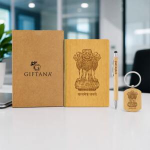 Premium Satyamev Jayate Wooden Desk Essentials Gift Set 8 3 in 1 Satyamev Jayate Independence Day Gift Set