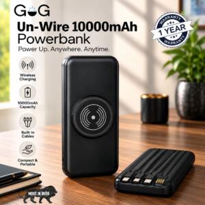 10000mAh Wireless Power Bank with Built-In Cables