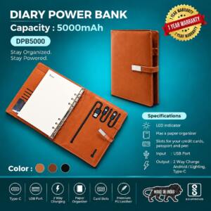 5000mAh Corporate Diary Power Bank with Card Slots