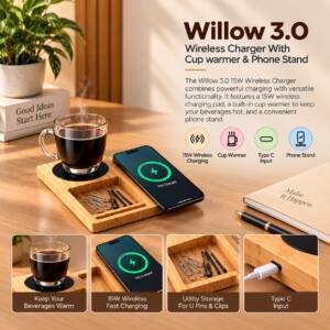 Wireless Charger with Cup Warmer & Phone Stand Your