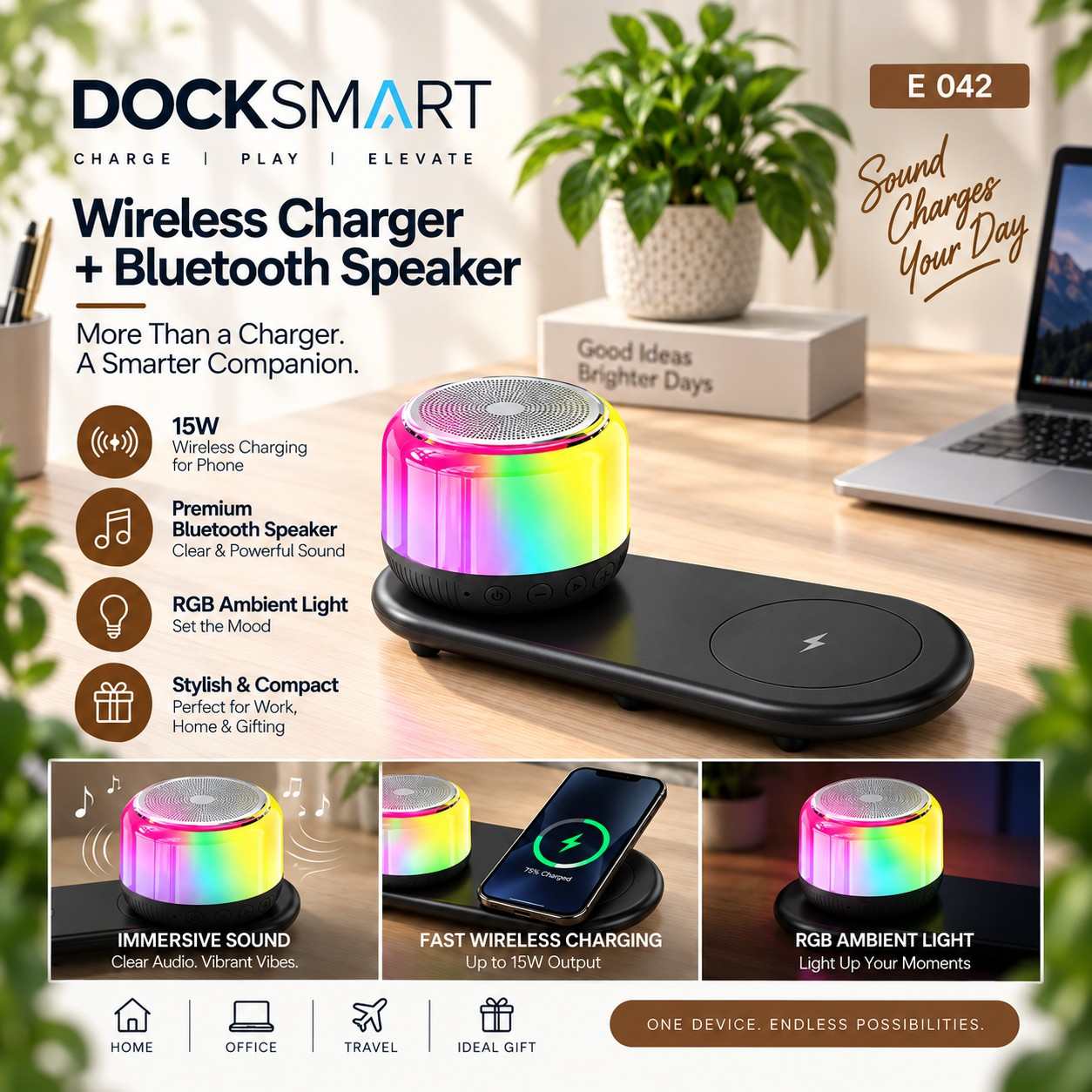Premium Wireless Charging Dock with RGB Speaker Premium Wireless Charging Dock with RGB Speaker
