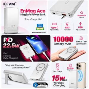 10000mAh Magnetic Power Bank with 15W Wireless Charging