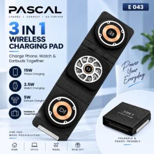 Foldable 3-in-1 Wireless Charger for Phone, Watch & Earbuds