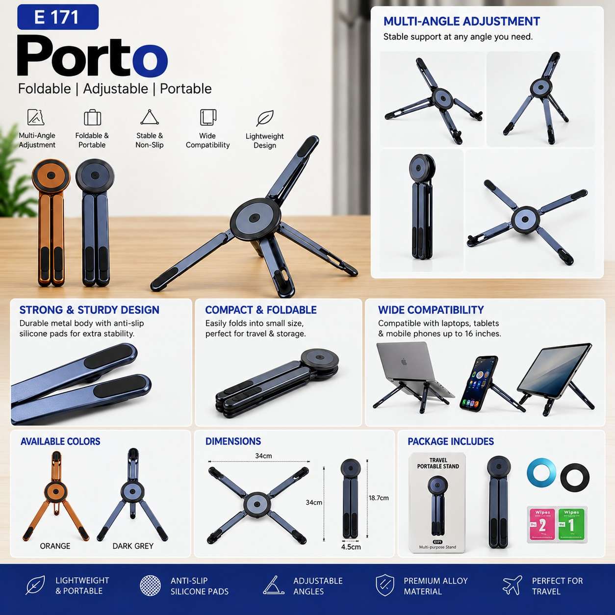 Foldable Multi-Angle Laptop & Tablet Stand - Corporate Gift Foldable Multi-Angle Laptop & Tablet Stand - Corporate Gift