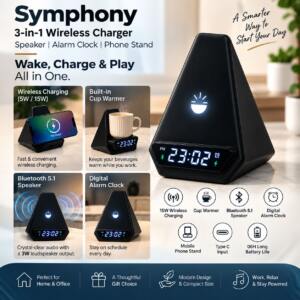 3-in-1 Wireless Charger with Bluetooth Speaker & Cup Warmer