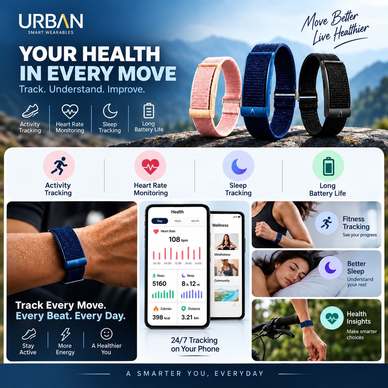Smart Fitness Band with Health & Activity Tracking Smart Fitness Band with Health & Activity Tracking