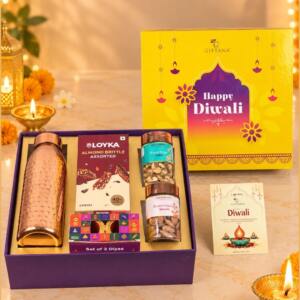 Copper Gourmet Diwali Hamper with Almond Brittle & Italian Cashews - Giftana