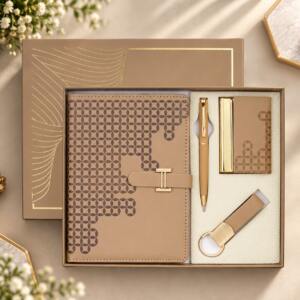 Corporate Luxe Collection - Premium Executive Notebook Gift Set with Gold Pen, Card Holder & Keychain 2 Corporate Luxe Collection – Premium Executive Notebook Gift Set with Gold Pen, Card Holder & Keychain brown - Giftana