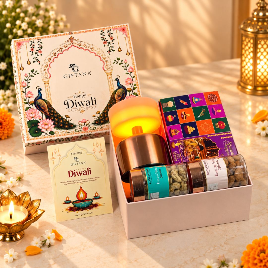 Diwali Gift Set with Table Lamp & Festive Essentials - Diwali Glow - giftanaindia Diwali Gift Set with Table Lamp & Festive Essentials - Diwali Glow - giftanaindia