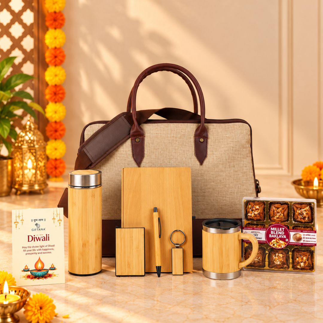 Eco Conscious Executive Essentials Diwali Gift Hampers for Corporates - Giftana Eco Conscious Executive Essentials Diwali Gift Hampers for Corporates - Giftana