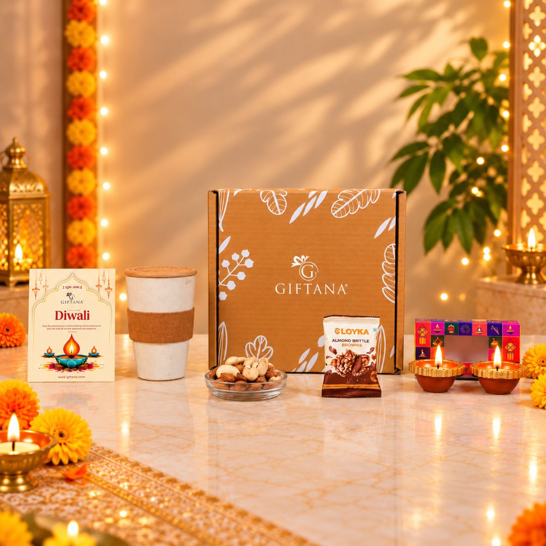 Eco-Friendly Diwali Gift Set with Dry Fruits & Eco Cup 2 Eco Friendly Diwali Gift Set with Dry Fruits Eco Cup 2