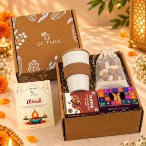 Eco-Friendly Diwali Gift Set with Dry Fruits & Eco Cup - Giftana