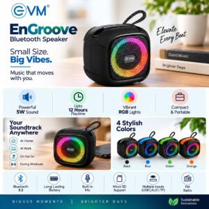 EnGroove 5W Bluetooth Speaker with RGB Lights & 12 Hour Playtime