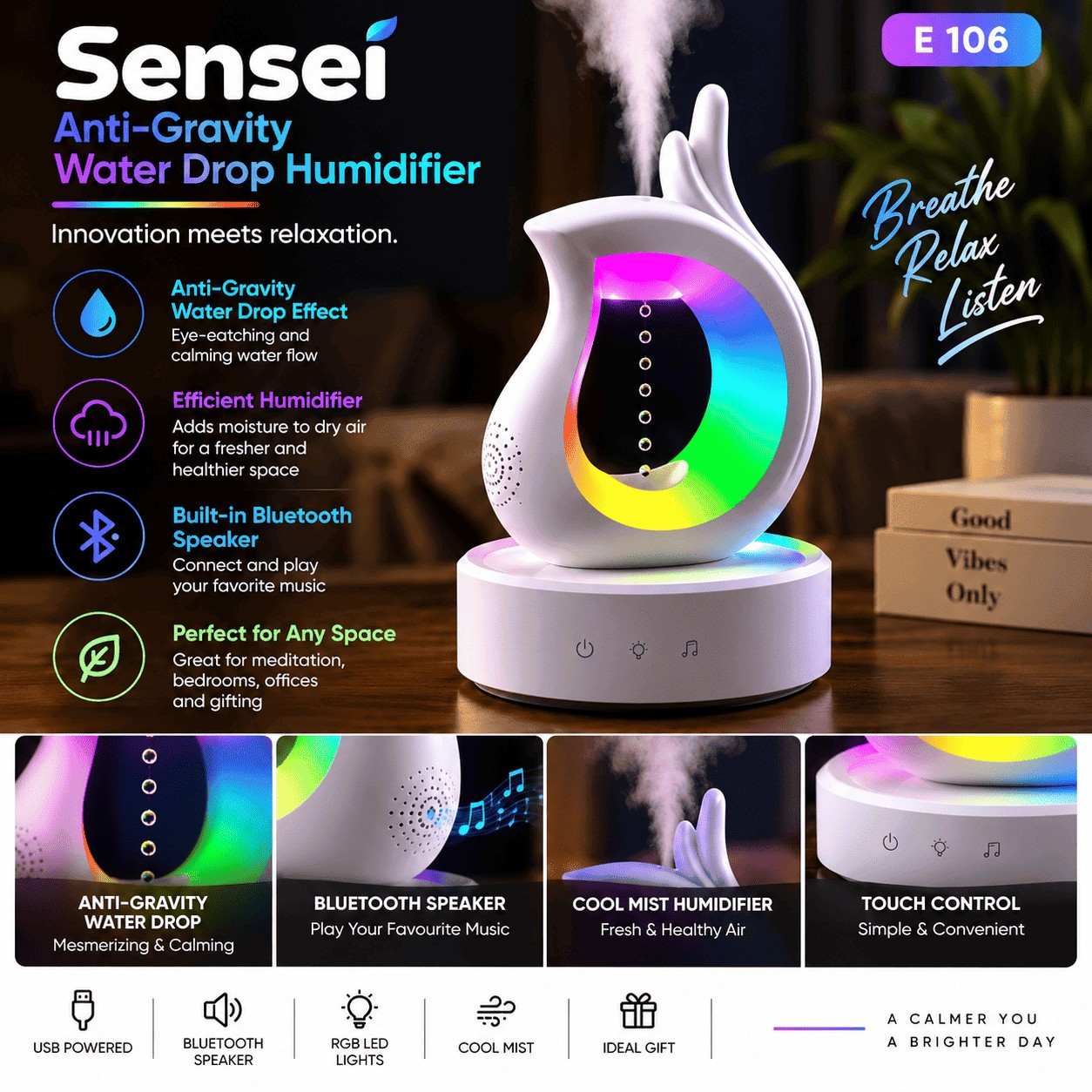 Gravity Humidifier with Bluetooth Speaker Gravity Humidifier with Bluetooth Speaker