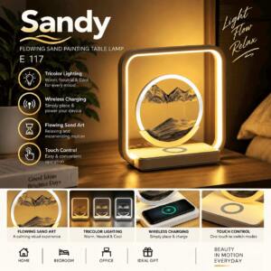 Decorative Sand Art Lamp with Wireless Charger & LED Light