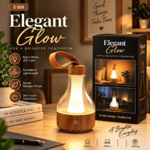 Elegant Portable LED Lamp with Wooden Finish